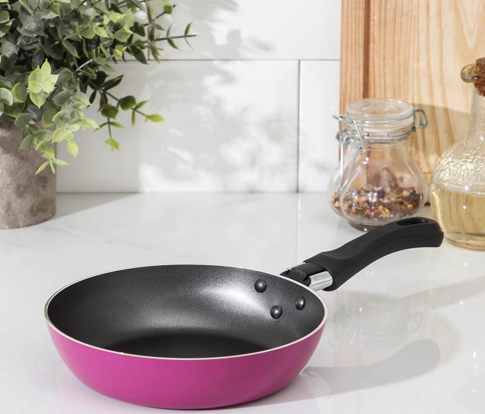 Сковорода Colibri, d=16 см, пластиковая ручка, антипригарное покрытие, цвет розовый