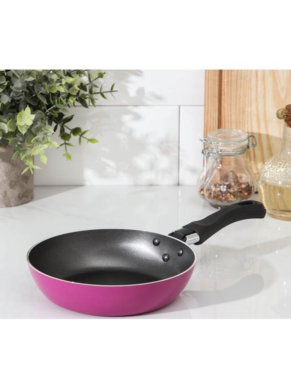 Сковорода Colibri, d=16 см, пластиковая ручка, антипригарное покрытие, цвет розовый