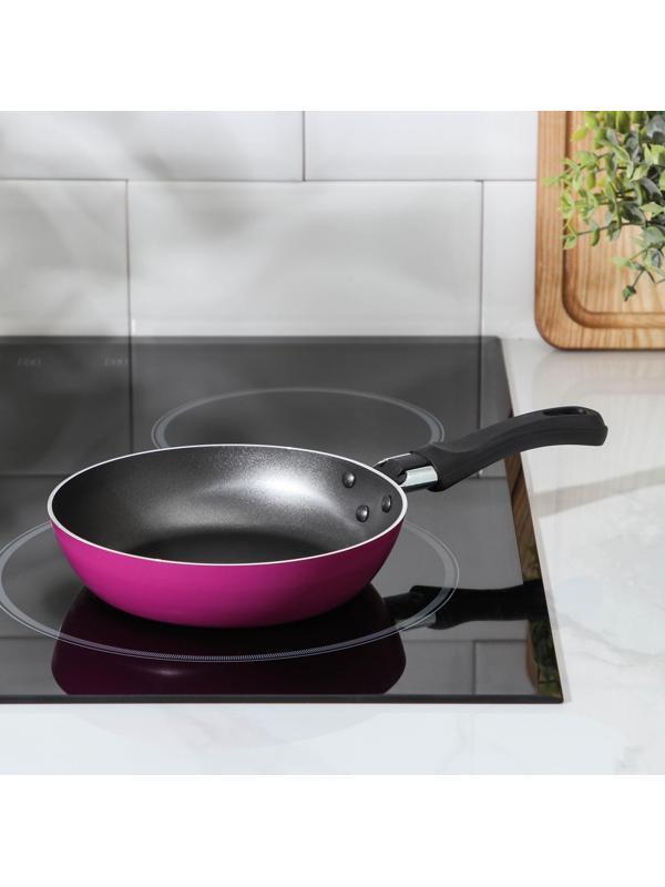 Сковорода Colibri, d=16 см, пластиковая ручка, антипригарное покрытие, цвет розовый