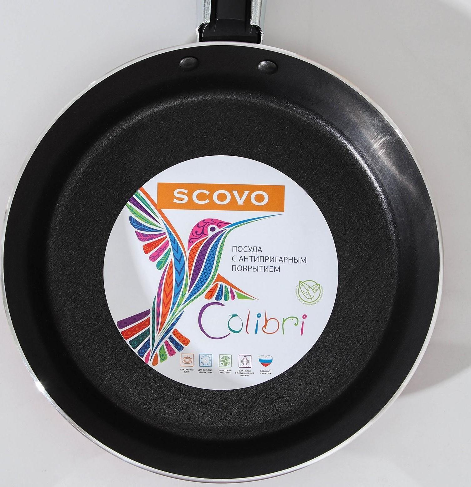 Сковорода блинная Colibri, d=18 см, пластиковая ручка, антипригарное покрытие, цвет розовый