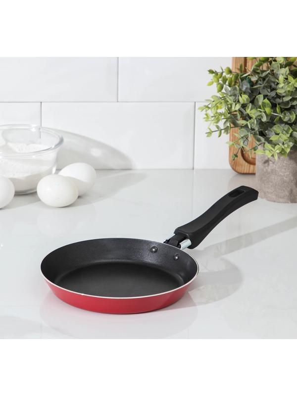 Сковорода блинная Colibri, d=18 см, пластиковая ручка, антипригарное покрытие, цвет розовый