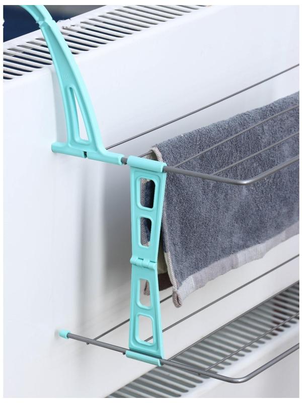 Сушилка для белья на радиатор, 2 яруса, 65×23,5×36 см, цвет серый