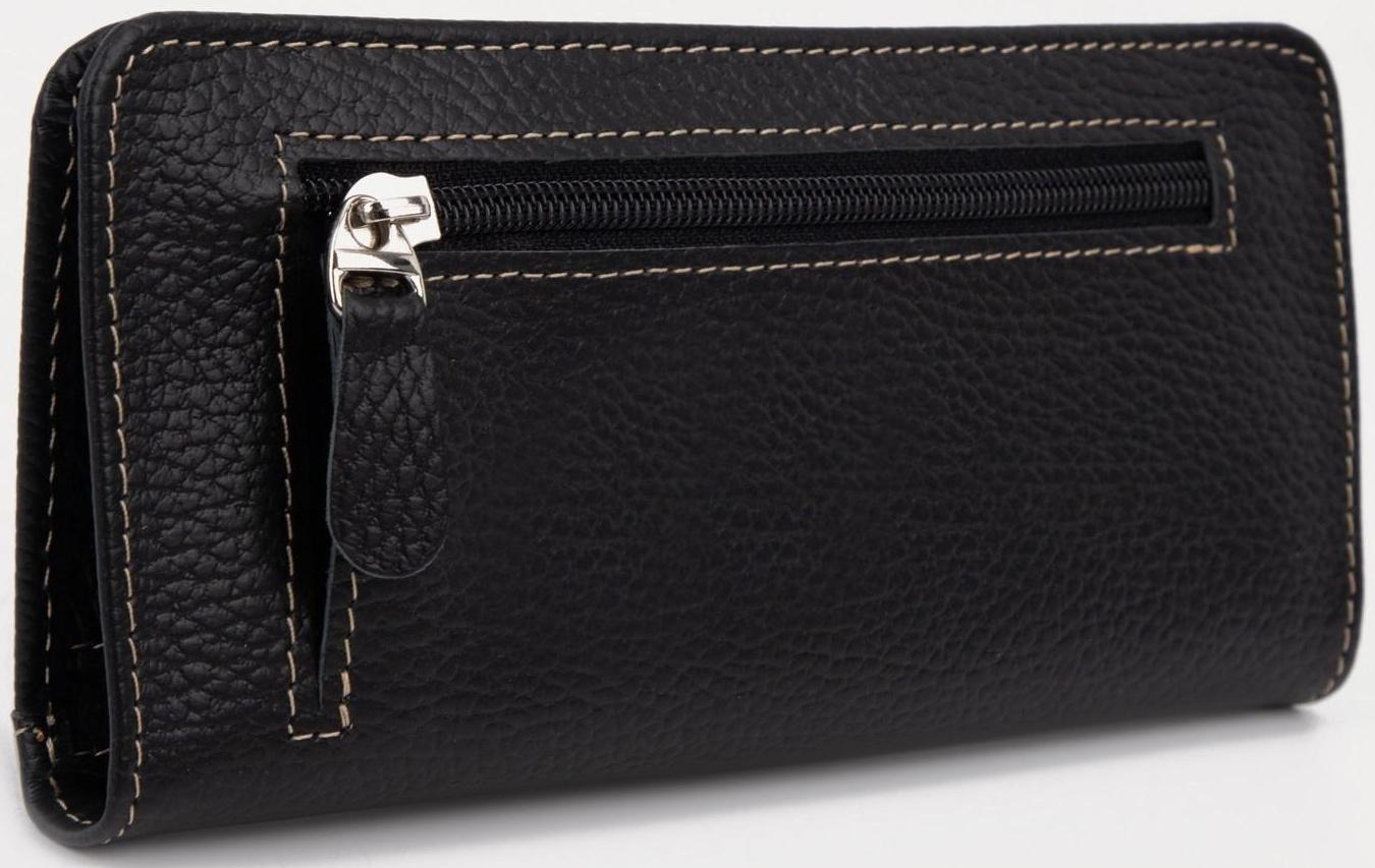 Портмоне на кнопках, для купюр, для карт, цвет чёрный