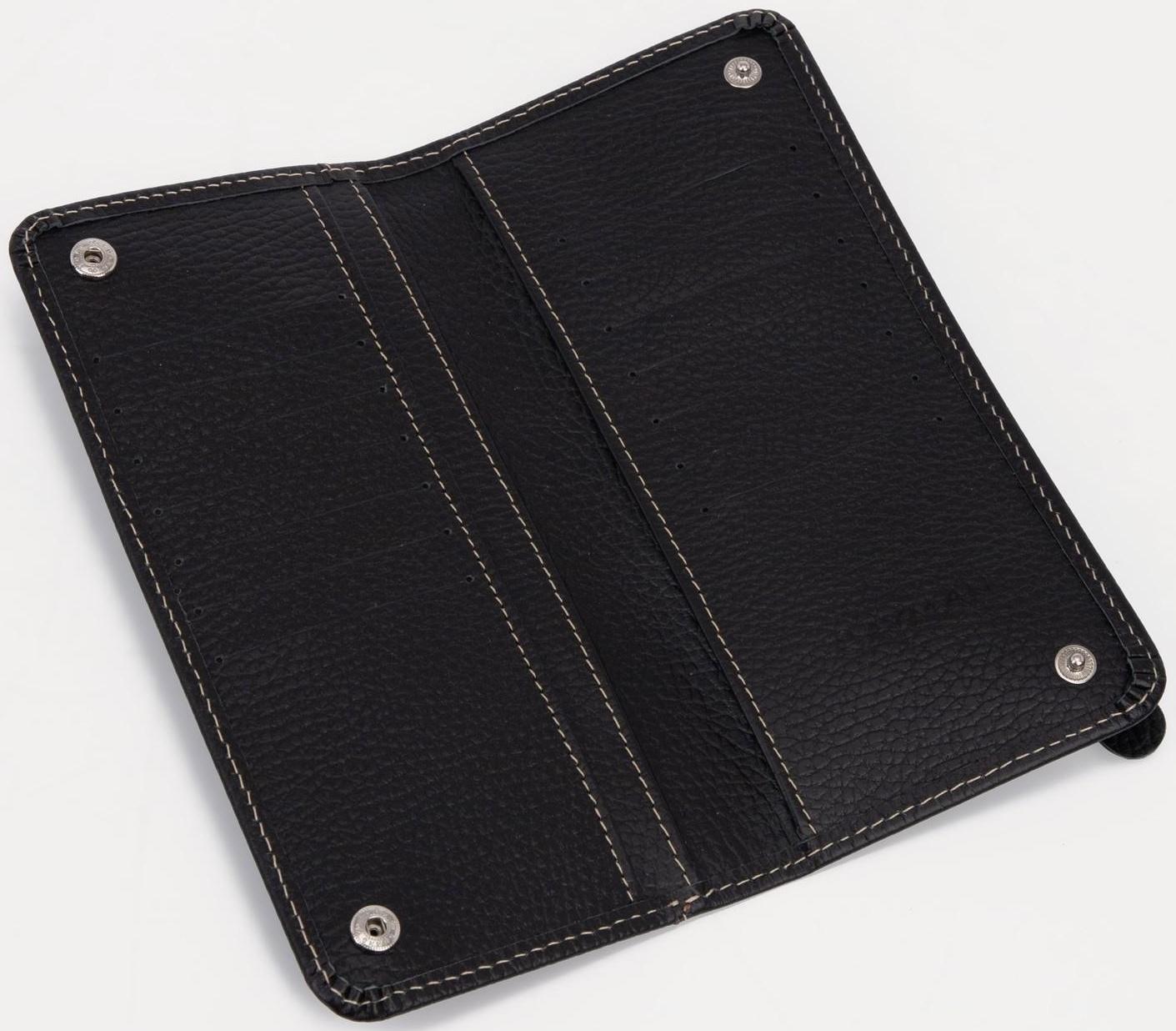Портмоне на кнопках, для купюр, для карт, цвет чёрный