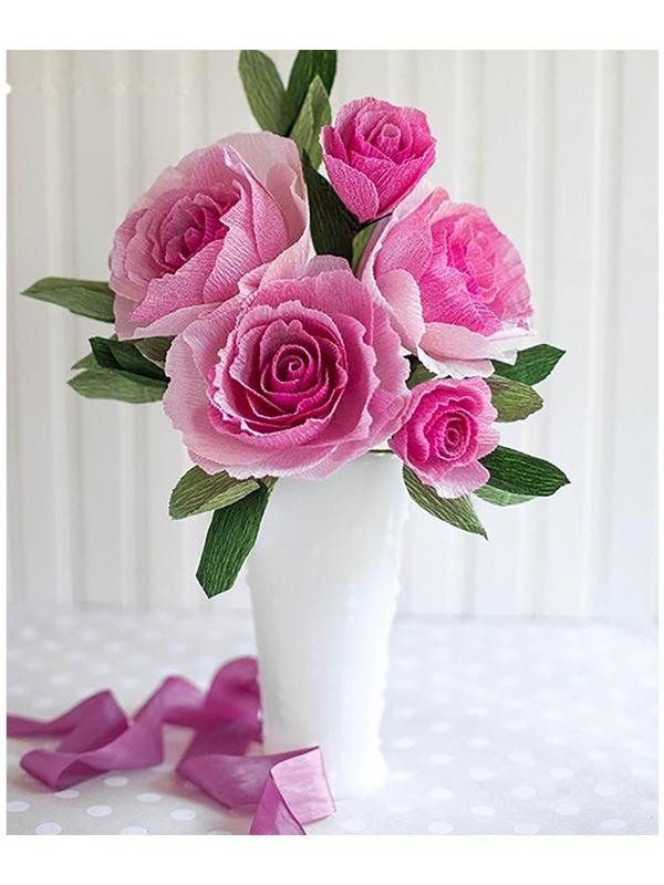 Бумага для упаковок и поделок, гофрированная, розовая, однотонная, двусторонняя, рулон 1 шт., 0,5 х 2,5 м