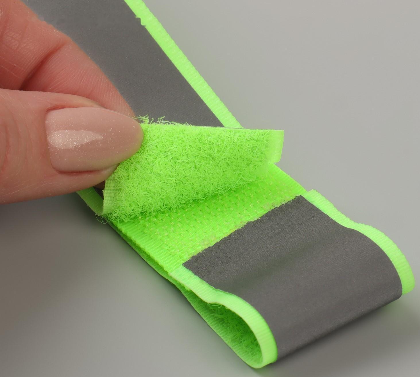 Повязка нарукавная светоотражающая, 41 см × 3 см, цвет ярко-салатовый