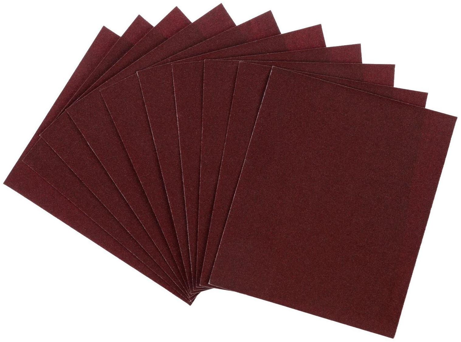 Шкурка шлифовальная в листах ТУНДРА, на тканевой основе водостойкая, 230 х 280, Р100, 10 шт.