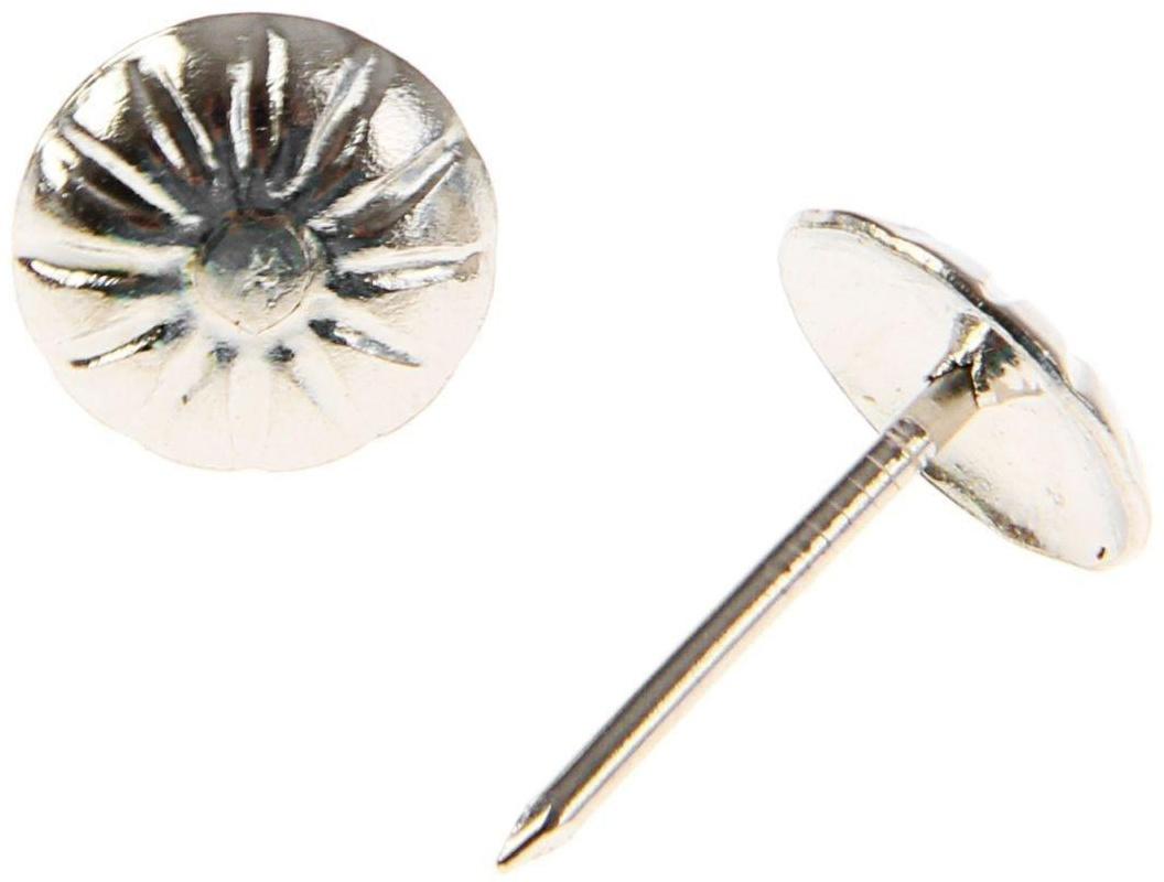 Гвозди декоративные, 16х11 мм, фактурные, цвет хром, в упаковке 100 шт.