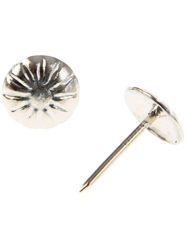 Гвозди декоративные, 16х11 мм, фактурные, цвет хром, в упаковке 100 шт.