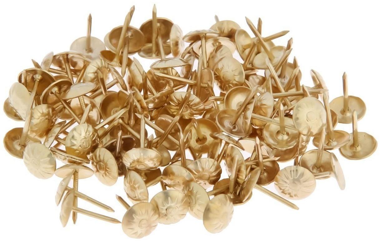 Гвозди декоративные, 16х11 мм, фактурные, цвет золото, в упаковке 100 шт.