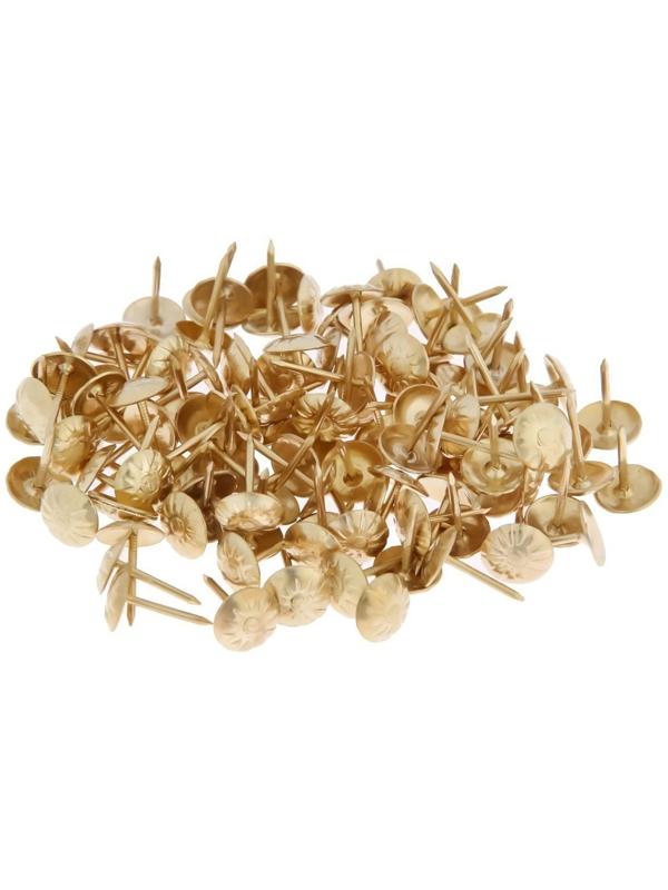 Гвозди декоративные, 16х11 мм, фактурные, цвет золото, в упаковке 100 шт.