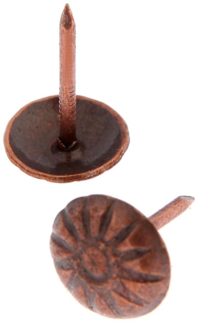 Гвозди декоративные, 16х11 мм, фактурные, цвет медь, в упаковке 100 шт.