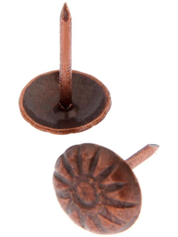 Гвозди декоративные, 16х11 мм, фактурные, цвет медь, в упаковке 100 шт.