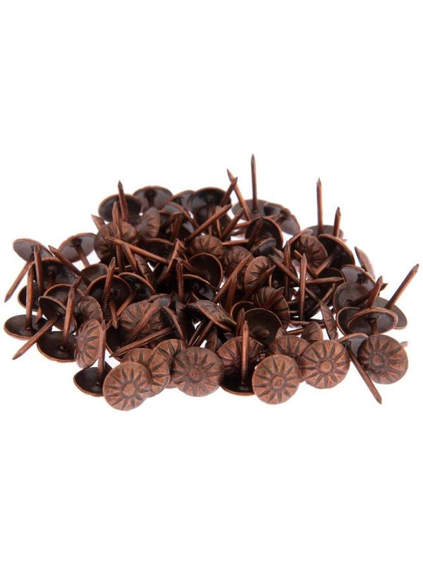Гвозди декоративные, 16х11 мм, фактурные, цвет медь, в упаковке 100 шт.