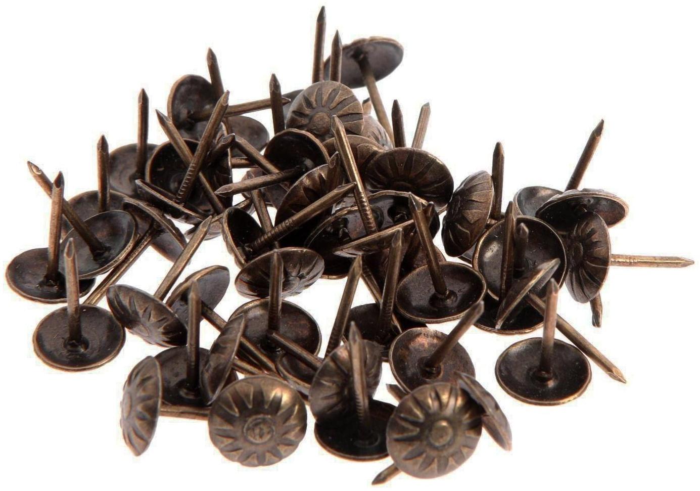 Гвозди декоративные, 16х11 мм, фактурные, цвет бронза, в упаковке 100 шт.