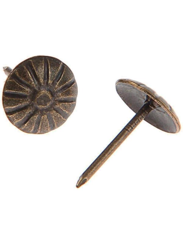 Гвозди декоративные, 16х11 мм, фактурные, цвет бронза, в упаковке 100 шт.