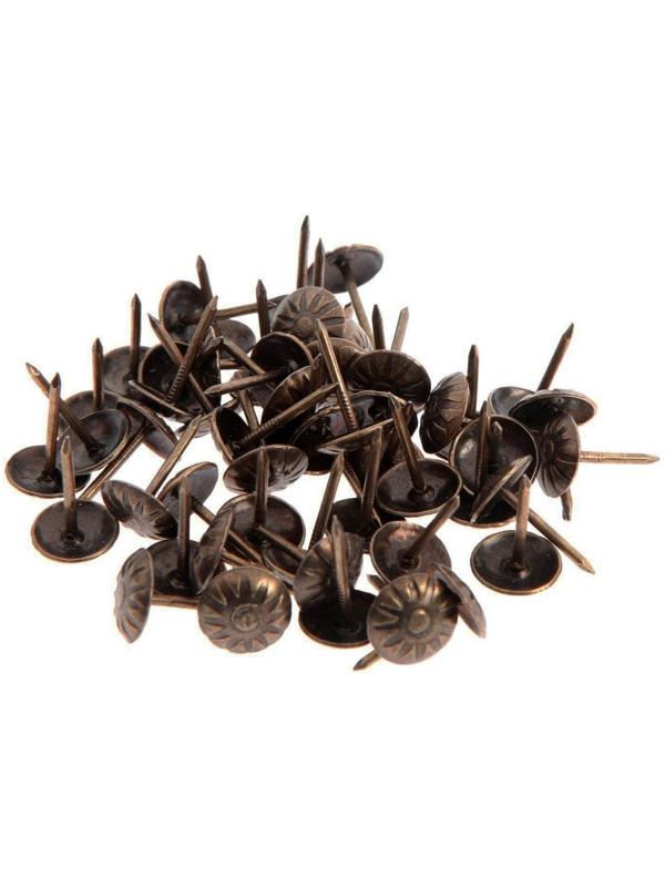 Гвозди декоративные, 16х11 мм, фактурные, цвет бронза, в упаковке 100 шт.
