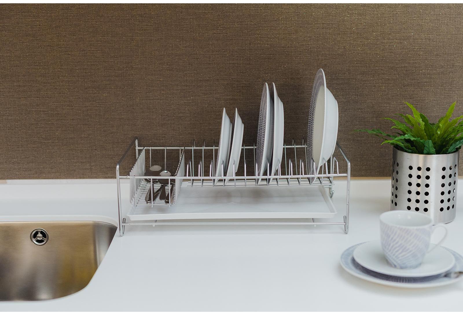 Сушилка для посуды с поддоном, 40×23×15 см, цвет хром