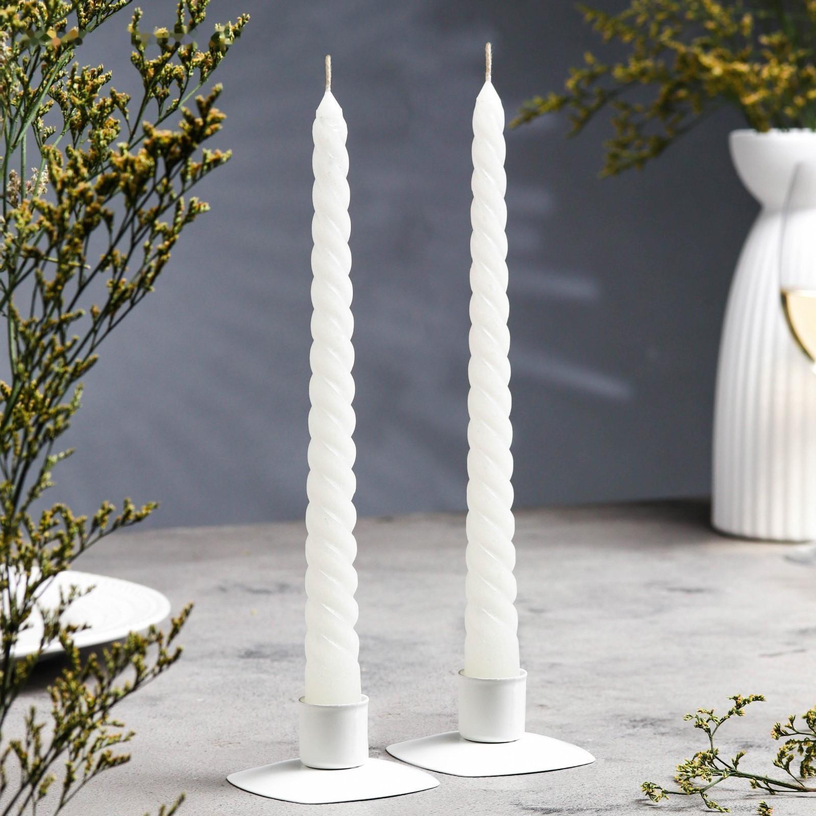 Набор свечей витых, 2,2х 25 см, 2 штуки, белый