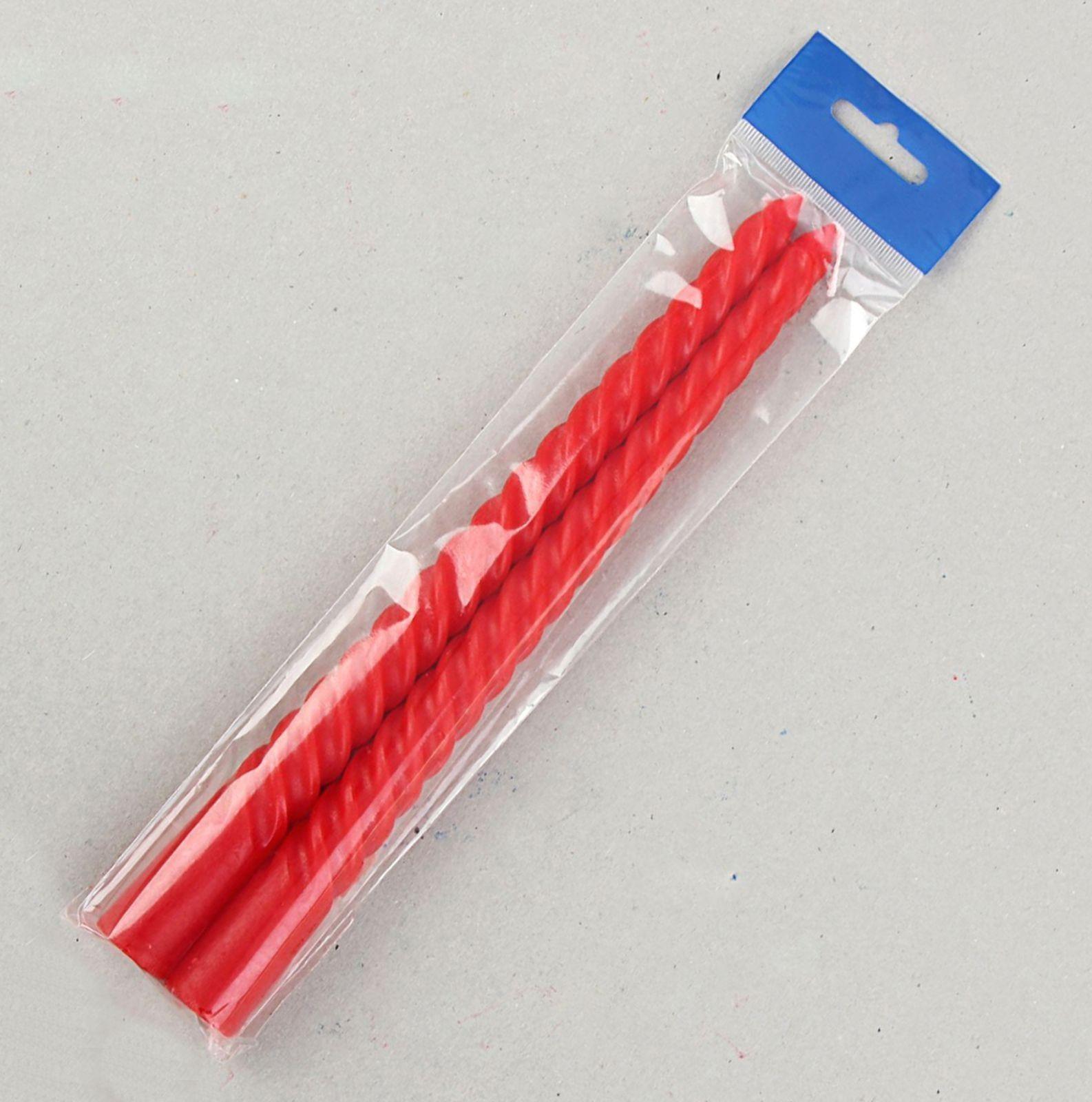 Набор свечей витых, 2,2х 25 см, 2 штуки, красный, подвес