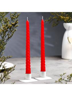 Набор свечей витых, 2,2х 25 см, 2 штуки, красный, подвес