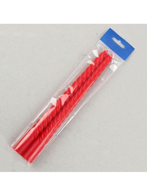 Набор свечей витых, 2,2х 25 см, 2 штуки, красный, подвес