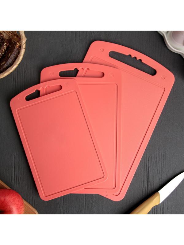 Набор разделочных досок, 3 шт: 24×15 см, 28×18 см, 32×20 см, цвет МИКС