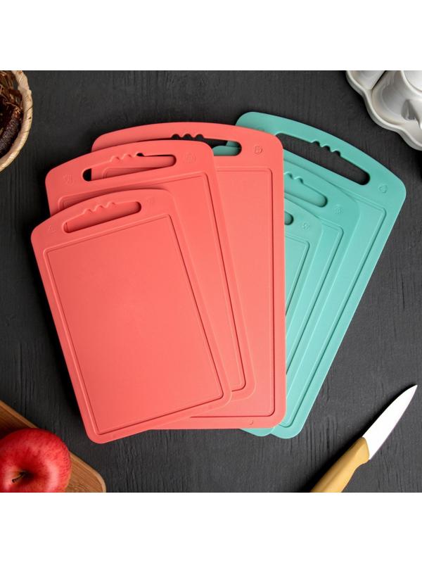 Набор разделочных досок, 3 шт: 24×15 см, 28×18 см, 32×20 см, цвет МИКС