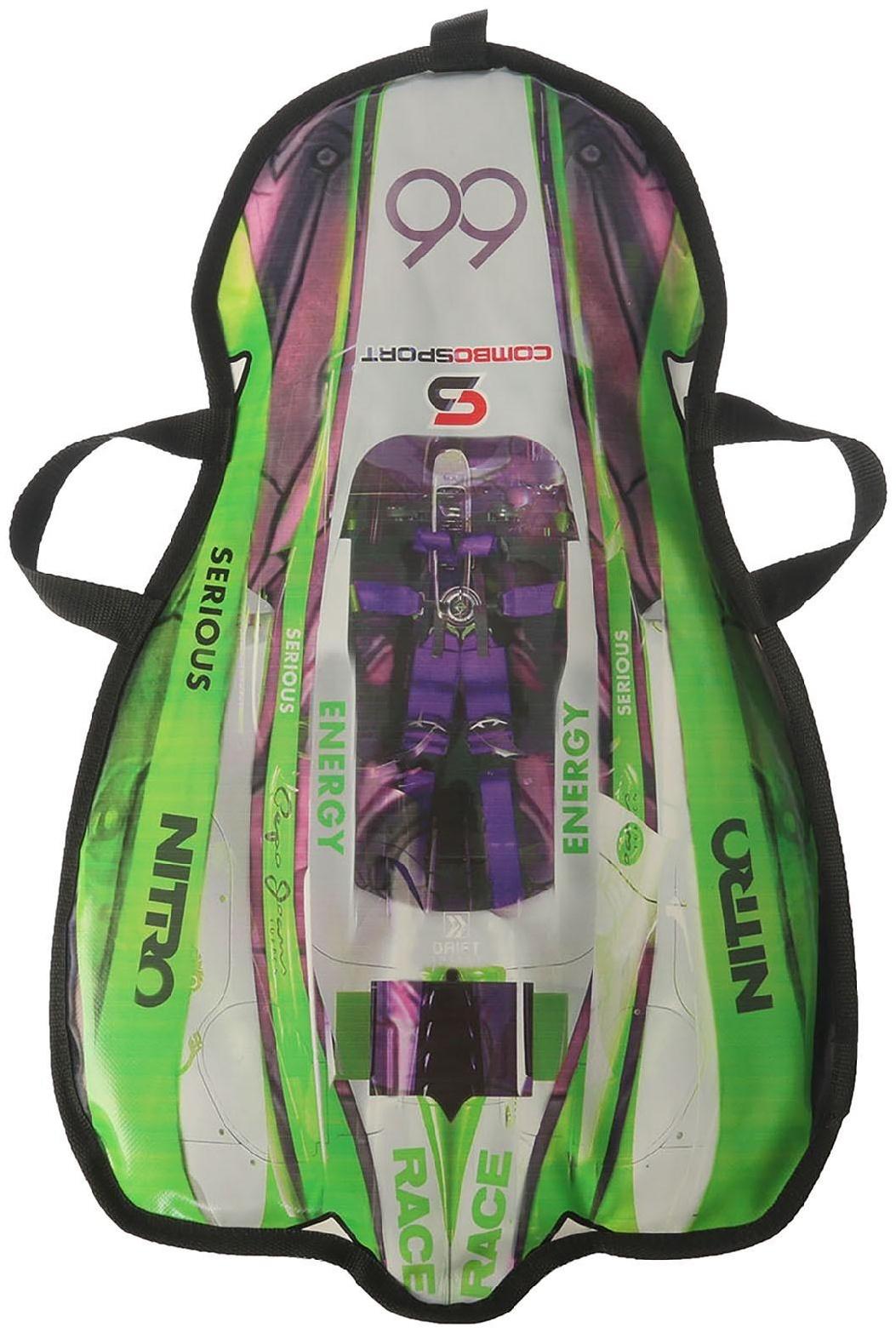 Санки-ледянки «Машинка № 7», размер 66 х 41 см, цвет зелёный