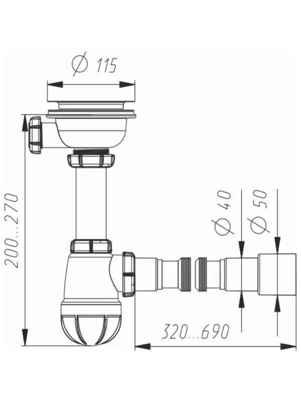 Сифон для мойки Aquant, 3 1/2