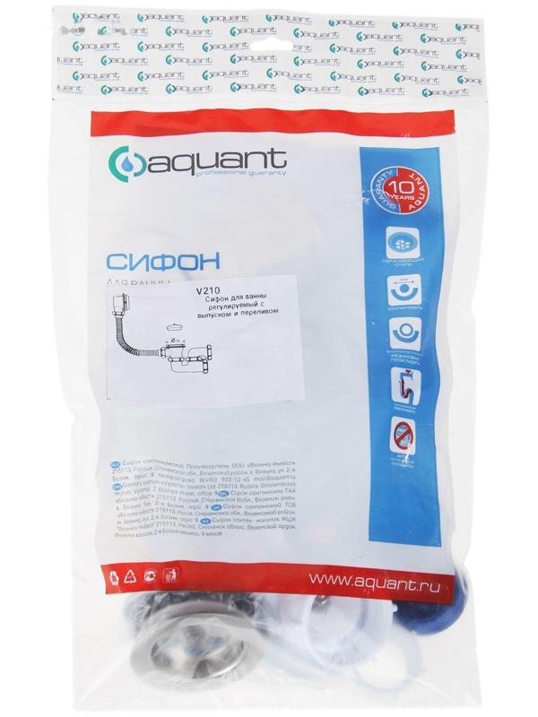 Сифон для ванны Aquant, с выпуском и переливом
