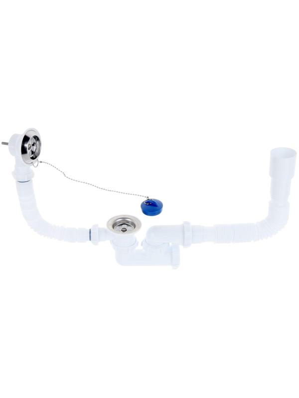 Сифон для ванны Aquant, с выпуском и переливом, регулируемый 40х40/50 мм