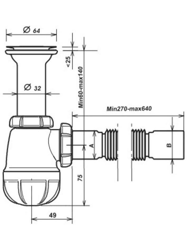 Сифон для раковины Aquant, 1 1/4