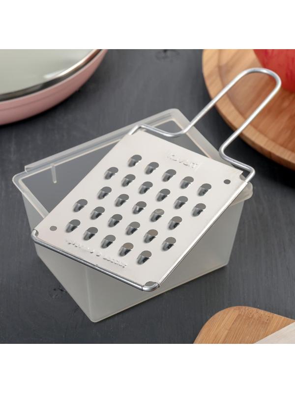 Тёрка плоская с контейнером «Овощная», цвет МИКС