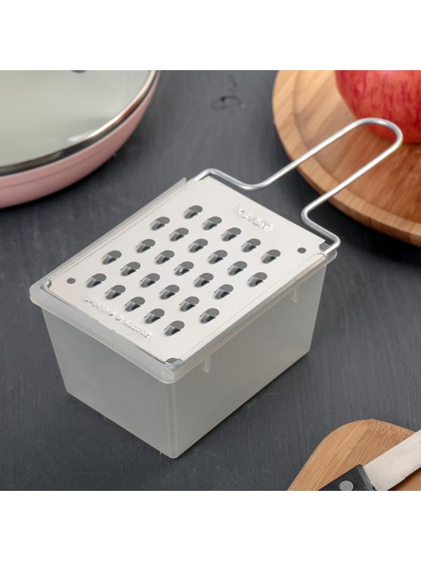 Тёрка плоская с контейнером «Овощная», цвет МИКС