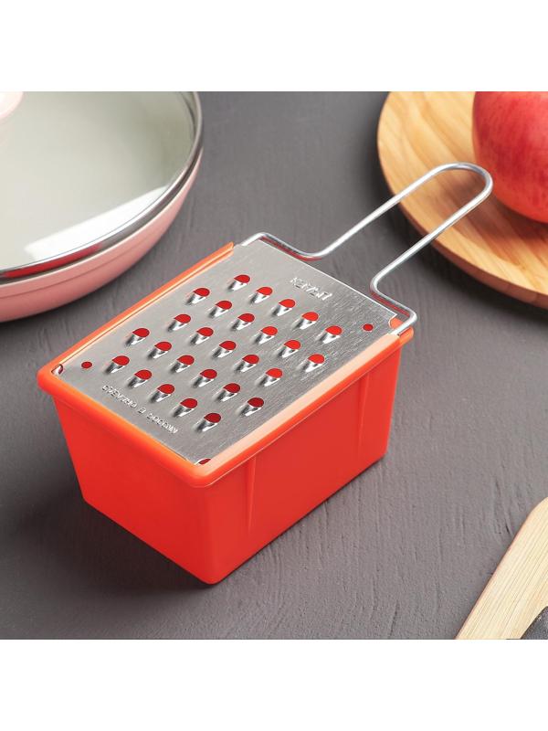 Тёрка плоская с контейнером «Овощная», цвет МИКС