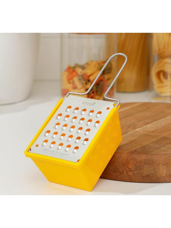 Тёрка плоская с контейнером «Овощная», цвет МИКС