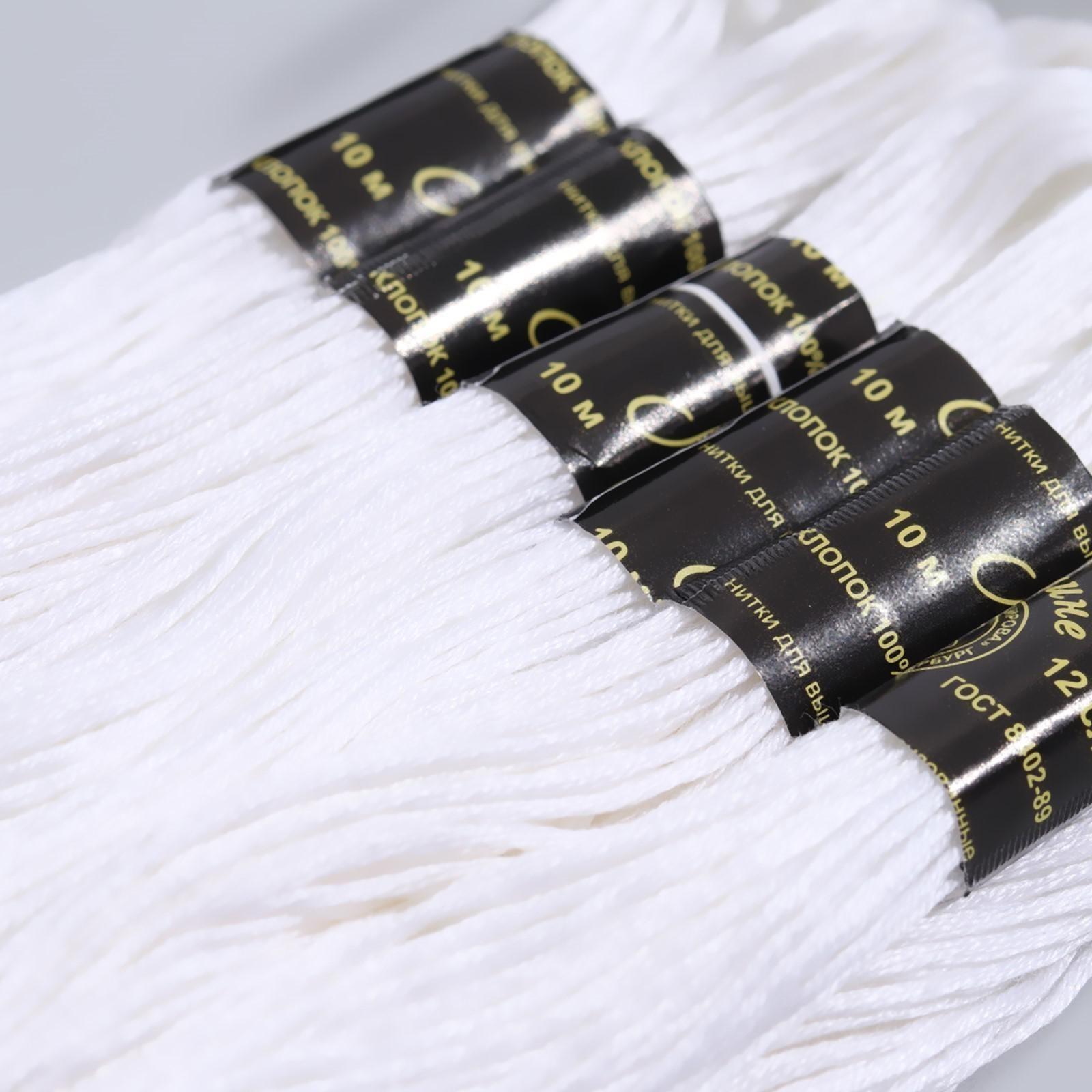 Нитки мулине, 10 ± 1 м, цвет белый №0101