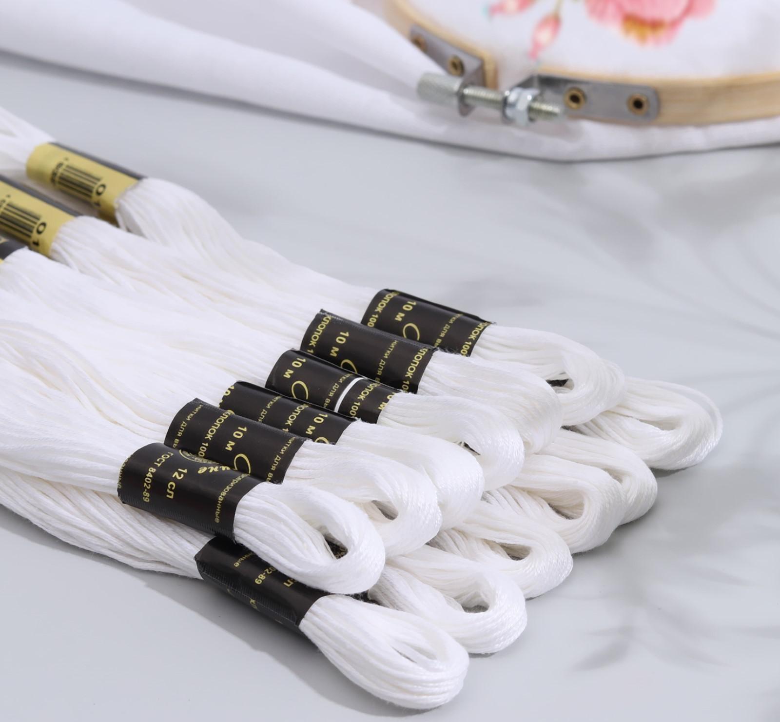 Нитки мулине, 10 ± 1 м, цвет белый №0101