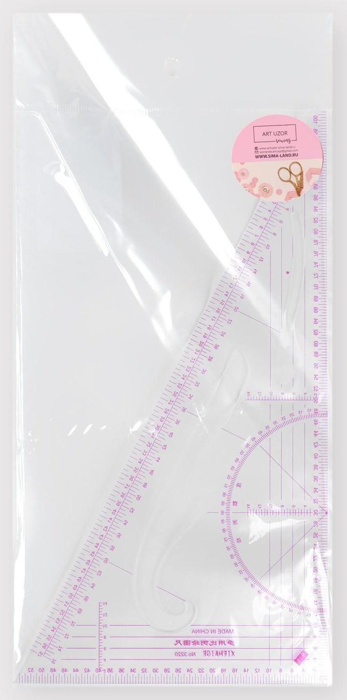Лекало портновское метрическое «Треугольник», 20,5 × 11 см, толщина 0,5 мм, цвет прозрачный