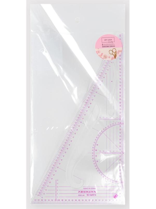 Лекало портновское метрическое «Треугольник», 20,5 × 11 см, толщина 0,5 мм, цвет прозрачный