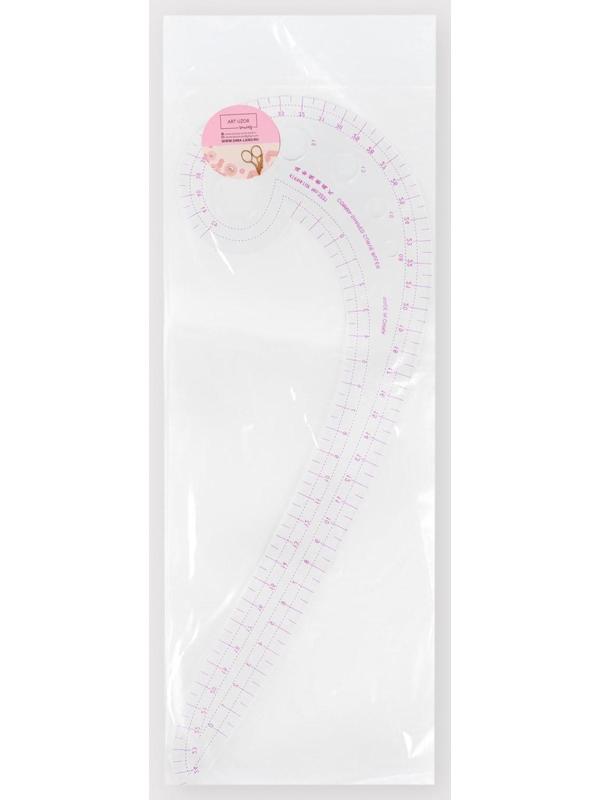 Лекало портновское метрическое «Улитка», 30 × 10,5 см, толщина 0,5 мм, цвет прозрачный