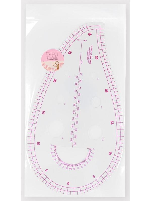 Лекало портновское метрическое «Капля», с проймой, 25 × 13,5 см, толщина 0,5 мм, цвет прозрачный