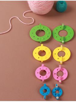 Набор приспособлений для изготовления помпонов, d = 3,5/5,5/7/9 см, 4 шт, цвет разноцветный
