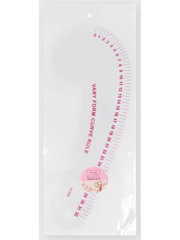 Лекало портновское метрическое фигурное, 30,5 × 11,5 см, толщина 0,5 мм, цвет прозрачный