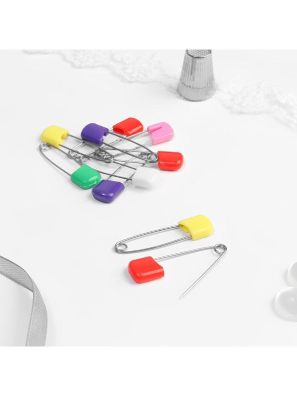 Булавки английские, безопасные, 38 мм, 10 шт, цвет разноцветный