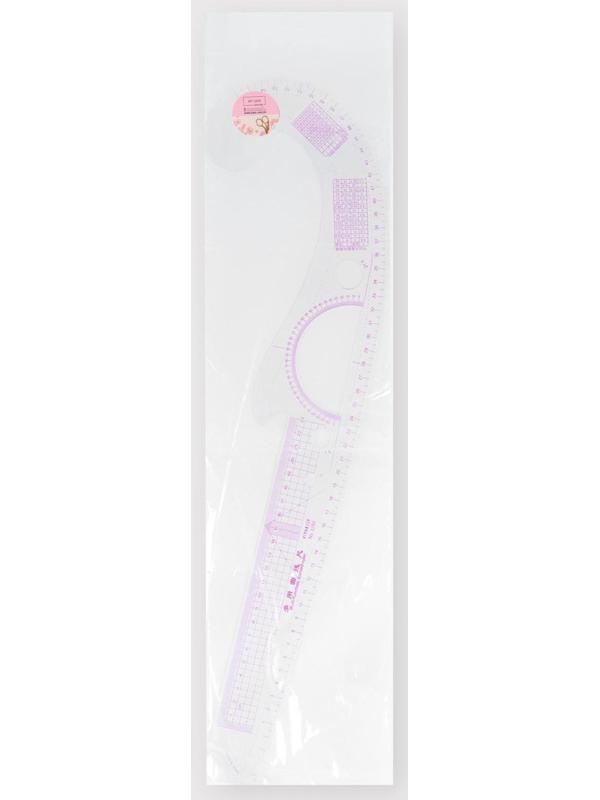 Лекало портновское метрическое «Рыбка», с проймой, 52 × 13 см, толщина 0,5 мм, цвет прозрачный