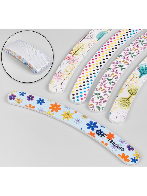 Пилка-наждак, абразивность 180/240, 18 см, фасовка 20 шт, рисунок МИКС