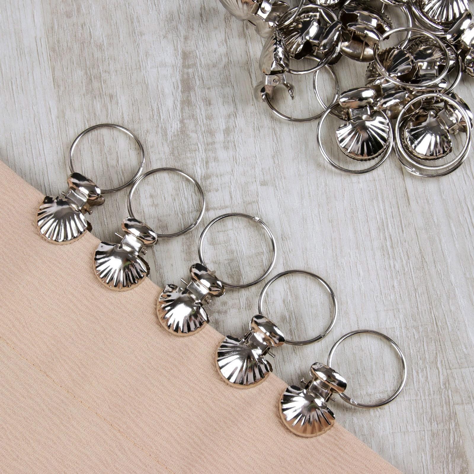 Кольцо для карниза, с зажимом, d = 32/36 мм, 20 шт, цвет серебряный