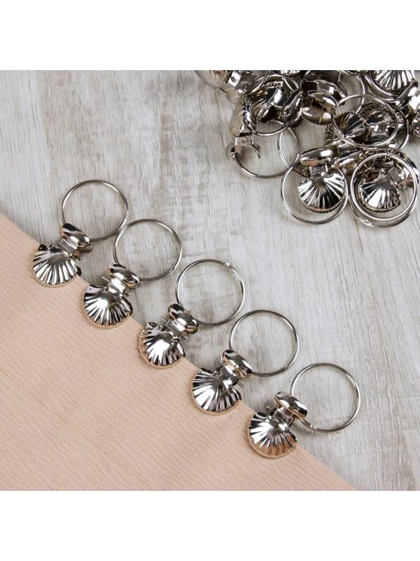 Кольцо для карниза, с зажимом, d = 32/36 мм, 20 шт, цвет серебряный